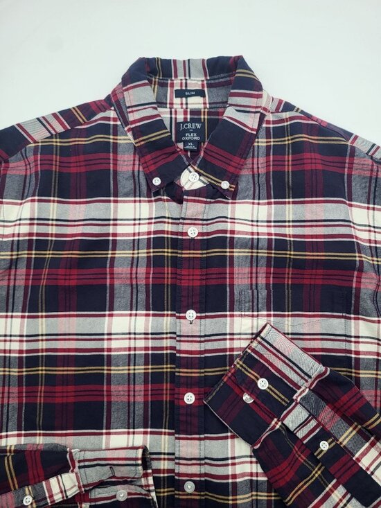 J. Crew Other - J. Crew Flex Oxford Slim Fit Plaid Button Down Dress Shirt Mens SZ XL